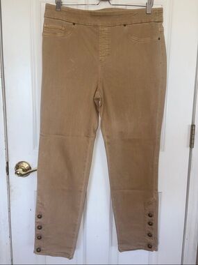 Chico's Tan Button-Hem Jeggings
